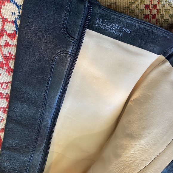 Cole Haan Phoenix Boots Tall Black Leather High Heels Buckles Nike Air Size 6.5 - Picture 5 of 8